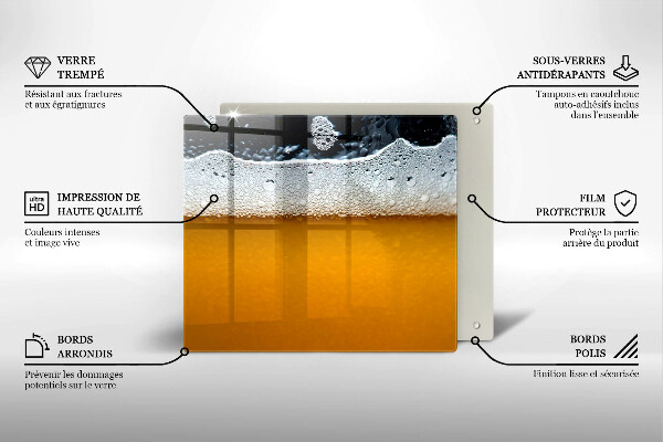 Tagliere in vetro Bevi schiuma di birra