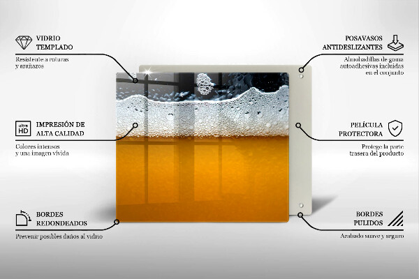 Tagliere in vetro Bevi schiuma di birra
