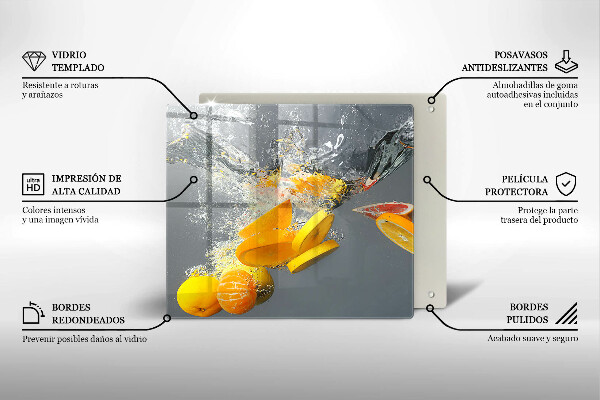 Tagliere in vetro Limoni in acqua