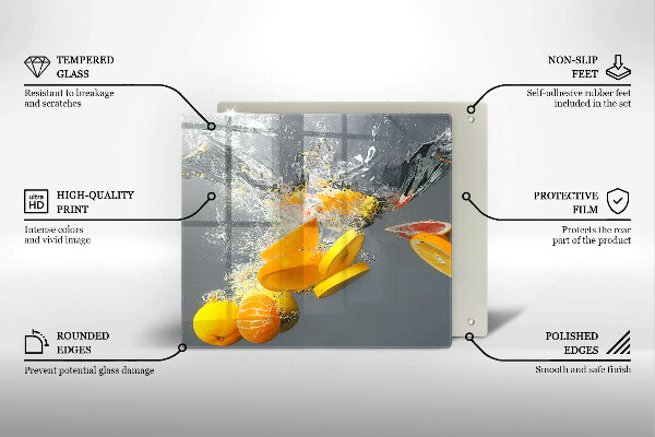 Tagliere in vetro Limoni in acqua