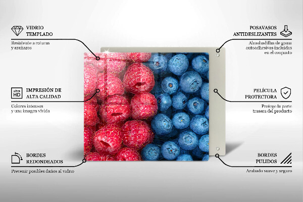 Tagliere in vetro Frutti di lampone e mirtillo