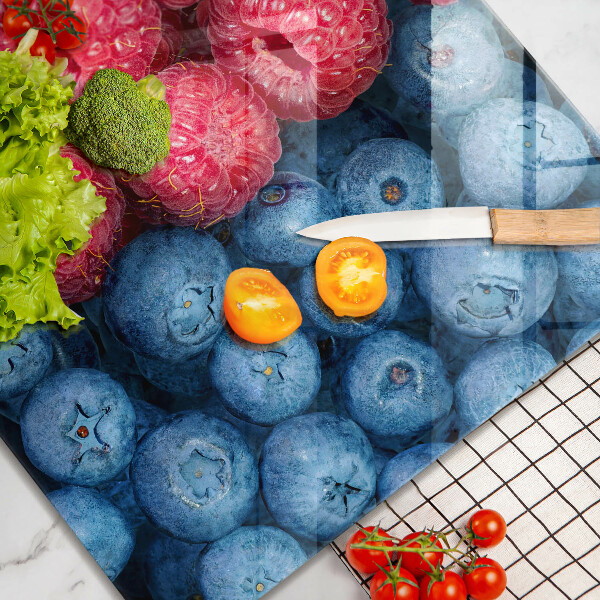 Tagliere in vetro Frutti di lampone e mirtillo