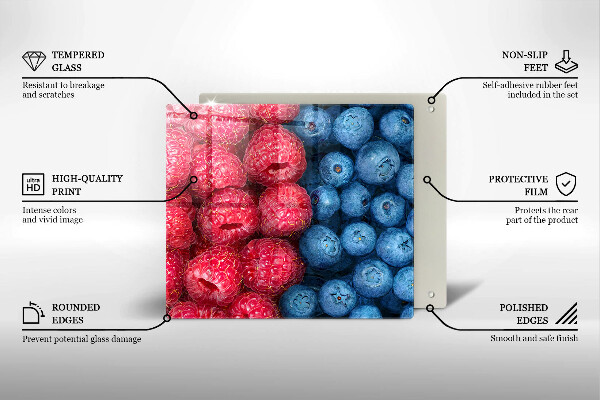 Tagliere in vetro Frutti di lampone e mirtillo