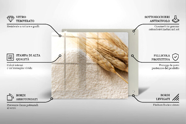 Tagliere in vetro Farina e spighe di grano