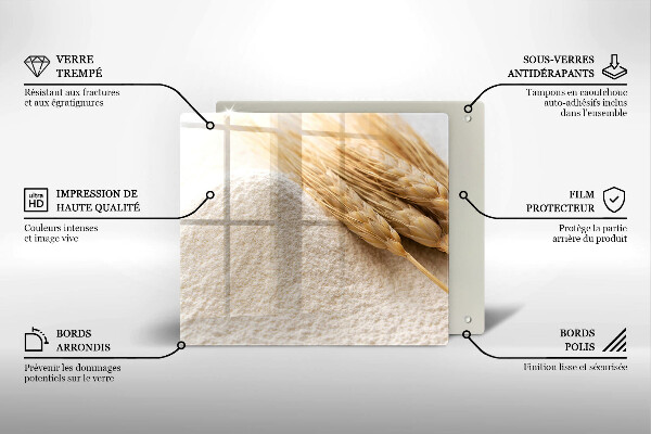 Tagliere in vetro Farina e spighe di grano