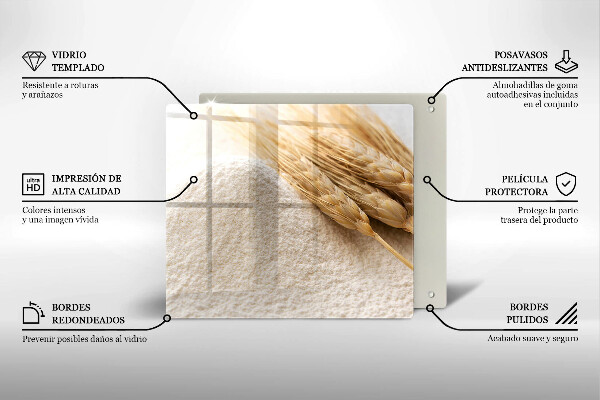 Tagliere in vetro Farina e spighe di grano