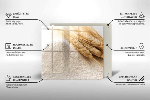 Tagliere in vetro Farina e spighe di grano