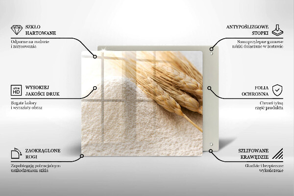 Tagliere in vetro Farina e spighe di grano