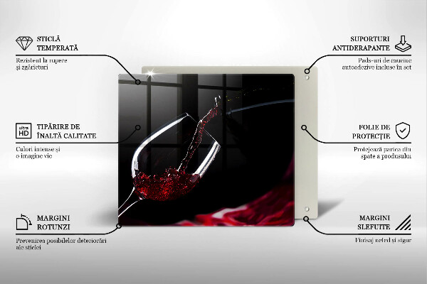 Tagliere in vetro temperato Un bicchiere di vino rosso