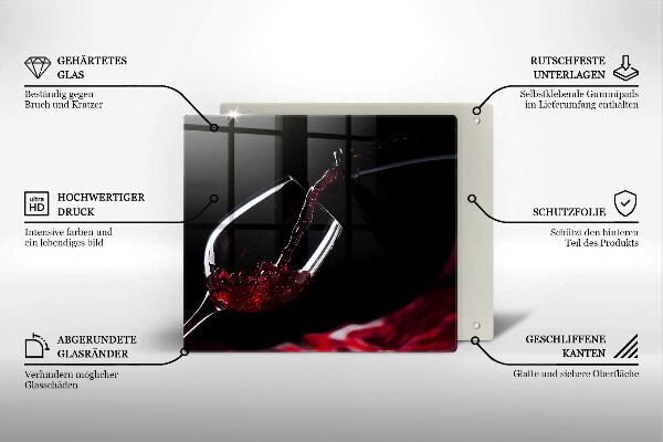 Tagliere in vetro temperato Un bicchiere di vino rosso