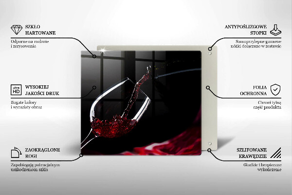 Tagliere in vetro temperato Un bicchiere di vino rosso