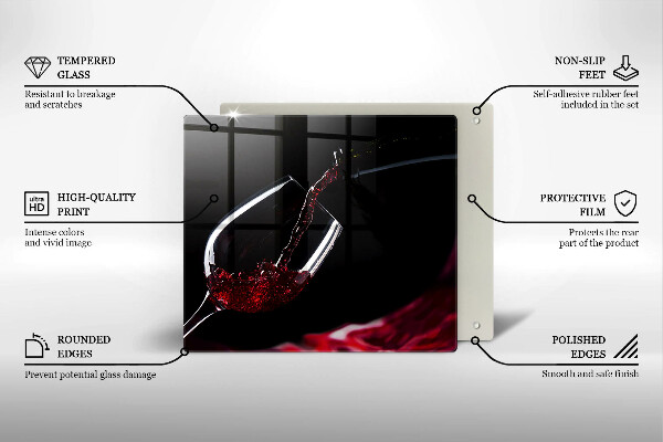 Tagliere in vetro temperato Un bicchiere di vino rosso