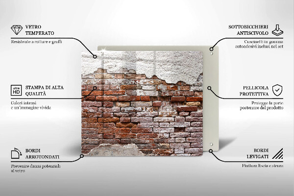 Tagliere in vetro temperato Vecchio muro di mattoni e cemento