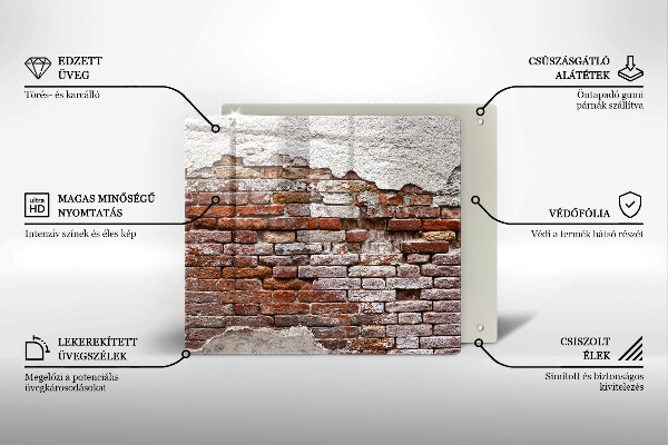 Tagliere in vetro temperato Vecchio muro di mattoni e cemento