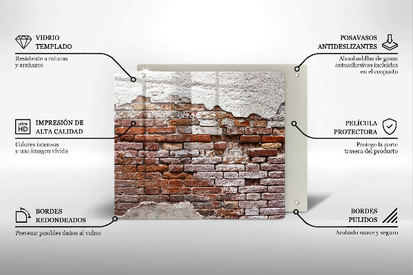 Tagliere in vetro temperato Vecchio muro di mattoni e cemento