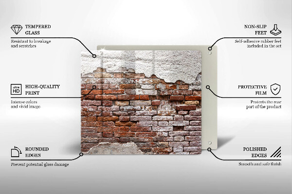 Tagliere in vetro temperato Vecchio muro di mattoni e cemento
