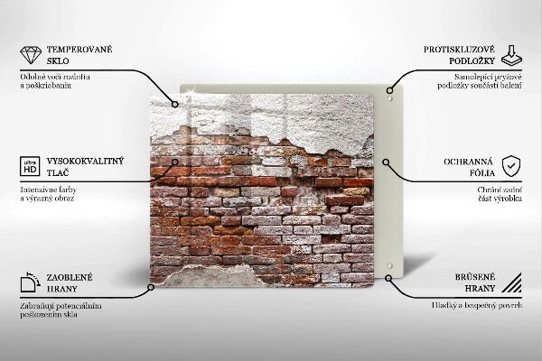 Tagliere in vetro temperato Vecchio muro di mattoni e cemento