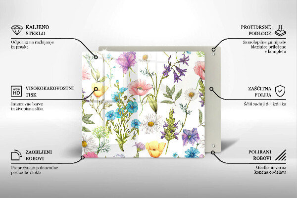 Tagliere in vetro temperato Illustrazione dei fiori