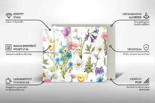 Tagliere in vetro temperato Illustrazione dei fiori