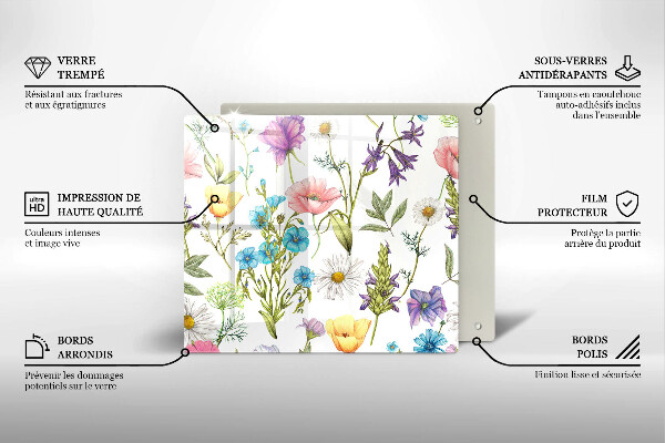 Tagliere in vetro temperato Illustrazione dei fiori