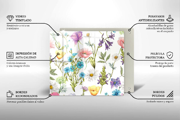 Tagliere in vetro temperato Illustrazione dei fiori