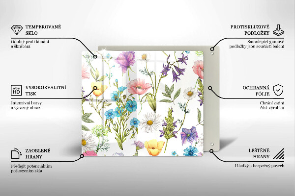 Tagliere in vetro temperato Illustrazione dei fiori