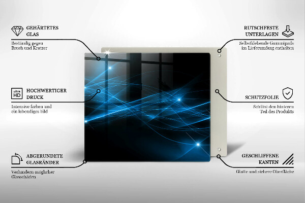 Tagliere in vetro temperato Fumo blu astratto