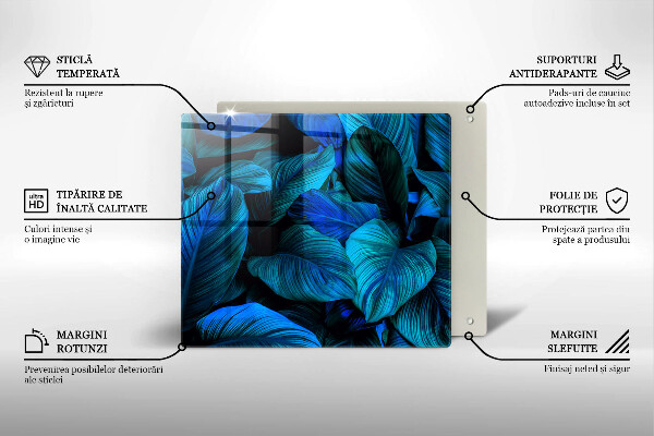 Tagliere in vetro temperato Foglie della vegetazione della giungla