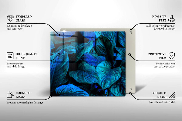 Tagliere in vetro temperato Foglie della vegetazione della giungla