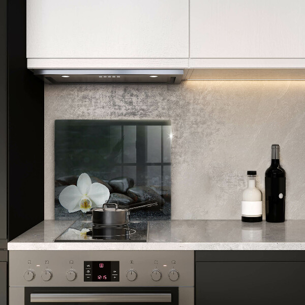 Tagliere in vetro temperato Pietre Zen fiore bianco