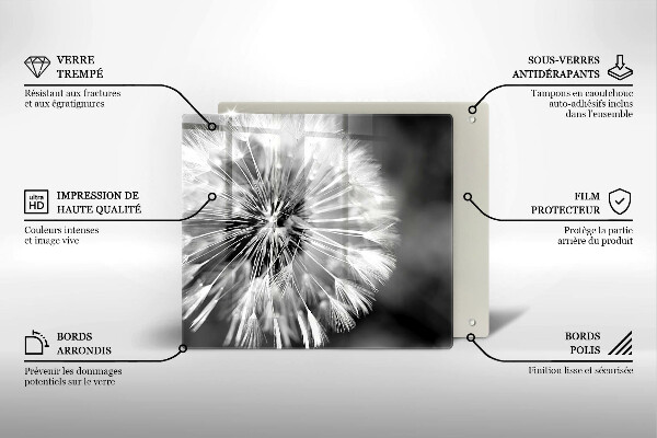 Tagliere in vetro temperato Un delicato dente di leone