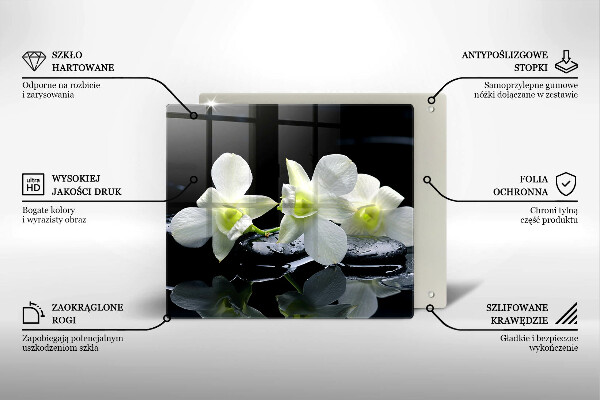 Tagliere in vetro temperato Fiori bianchi nell'acqua Zen