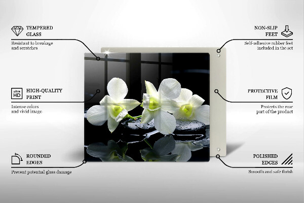 Tagliere in vetro temperato Fiori bianchi nell'acqua Zen