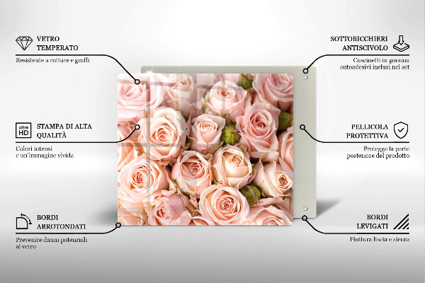 Tagliere in vetro temperato Bouquet di rose delicate