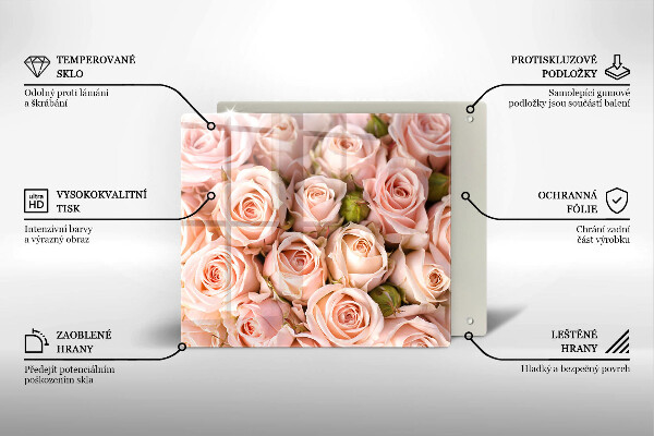 Tagliere in vetro temperato Bouquet di rose delicate