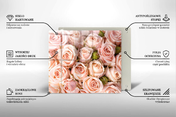 Tagliere in vetro temperato Bouquet di rose delicate