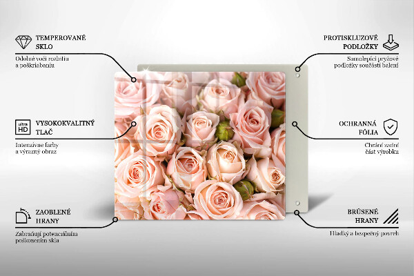 Tagliere in vetro temperato Bouquet di rose delicate