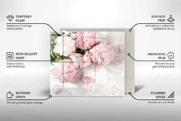 Tagliere in vetro temperato Delicati fiori di rose