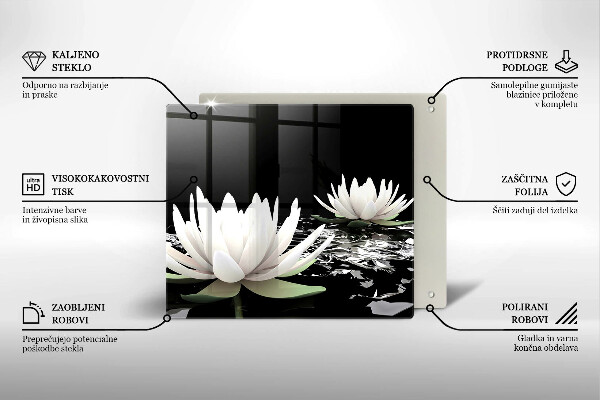 Tagliere in vetro temperato Gigli bianchi sull'acqua