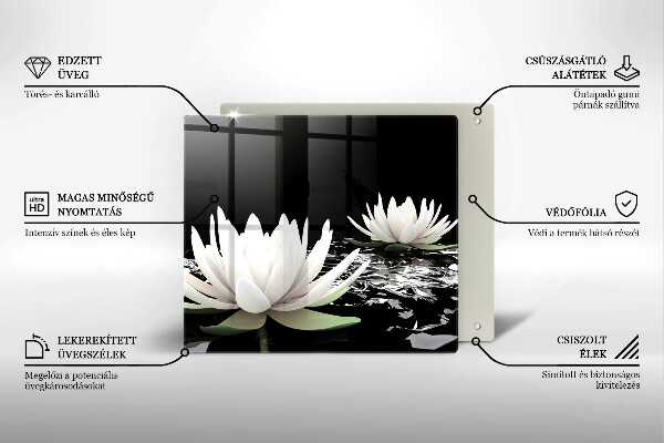 Tagliere in vetro temperato Gigli bianchi sull'acqua