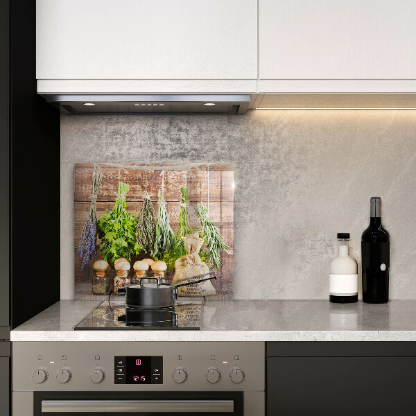 Tagliere in vetro temperato Erbe spezie e legno