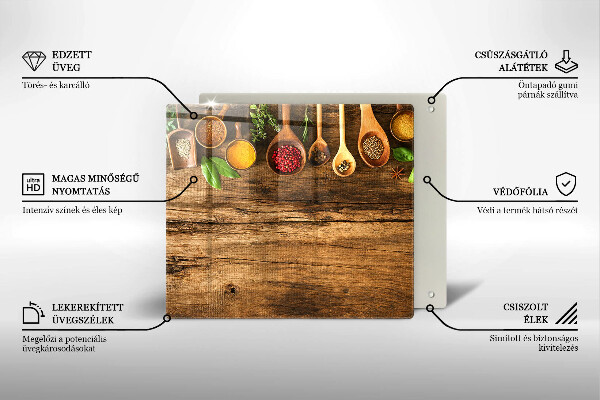 Tagliere in vetro temperato Cucchiai di spezie in legno