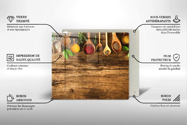 Tagliere in vetro temperato Cucchiai di spezie in legno