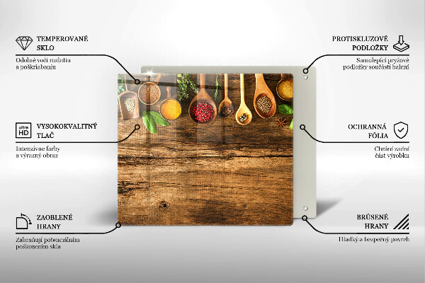 Tagliere in vetro temperato Cucchiai di spezie in legno