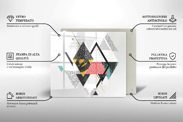 Tagliere in vetro temperato Triangoli astratti