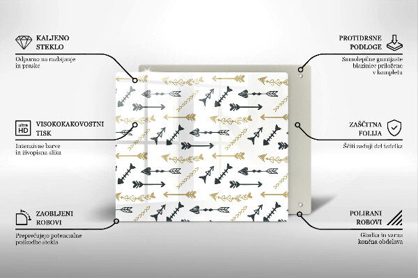 Tagliere in vetro temperato Modello di frecce Boho
