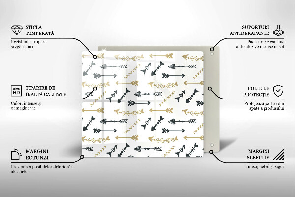 Tagliere in vetro temperato Modello di frecce Boho