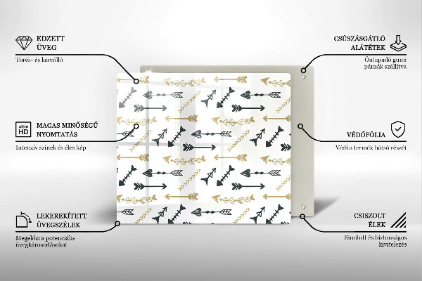 Tagliere in vetro temperato Modello di frecce Boho