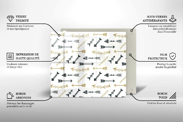 Tagliere in vetro temperato Modello di frecce Boho