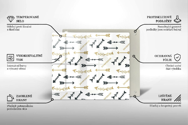 Tagliere in vetro temperato Modello di frecce Boho